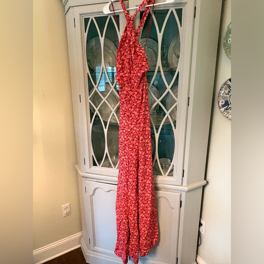 Beautiful Free People Pink Floral Wide Leg Jumpsuit